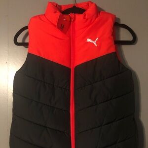 NWT Boys/Youth Medium 10-12 PUMA Puffer Vest Jacket Coat Red and Black
